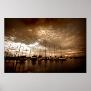 Poster Manly Yacht Club dans les tons Sepia Dramatiques