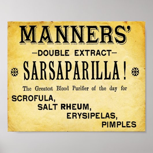 Poster Manners Double Extrait Sarsaparilla Imprimer (Devant)