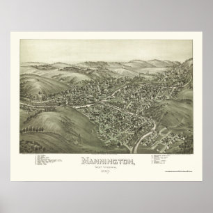 Poster Mannington, carte panoramique de WV - 1897