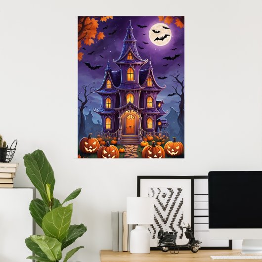 Poster Manoir d'Halloween enchanté (Bureau à domicile)