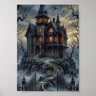 Poster Manoir gothique hanté victorien Académie sombre