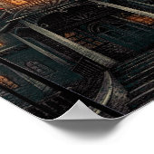 Poster Manoir Hauné Halloween Bleu Noir Orange (Coin)