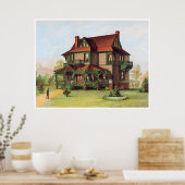 Poster Manoir victorien verdoyant (Cuisine)