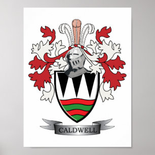 Poster Manteau de crête de famille de Caldwell des bras