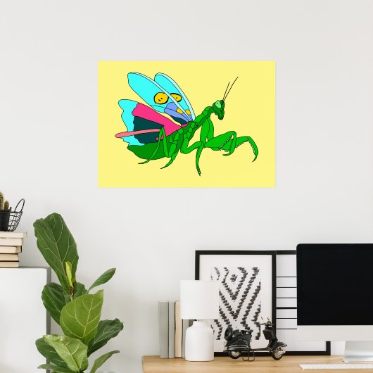 Poster Mantis de prière colorée (Bureau à domicile)