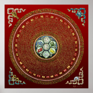 Poster Mantra Mandala ronde tibétaine "OM"