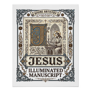 Poster Manuscrit de Jésus Foi chrétienne vintage Jésus