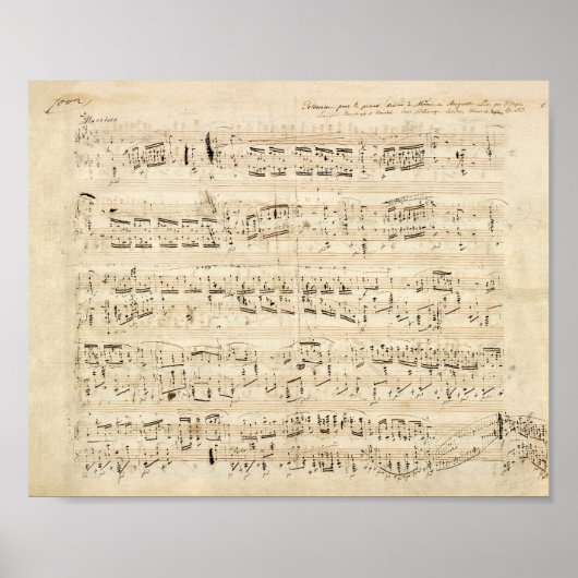 Poster Manuscrit de la Chopin de musique de la feuille d' (Devant)