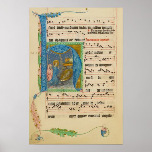 Poster Manuscrit médiéval de Noël Grégorien Chant (Devant)