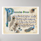 Poster Manuscrit vert Peacocks (Devant)