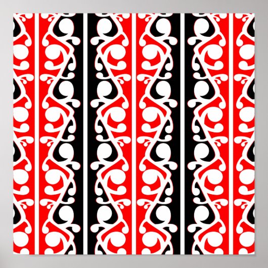Poster Maori Kowhaiwhai Motif traditionnel (Devant)
