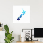 Poster Maori New Zealand Map Tribal (Bureau à domicile)