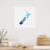 Poster Maori New Zealand Map Tribal (Cuisine)