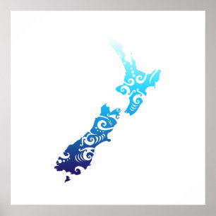 Poster Maori New Zealand Map Tribal Tattoo Gidea Idea