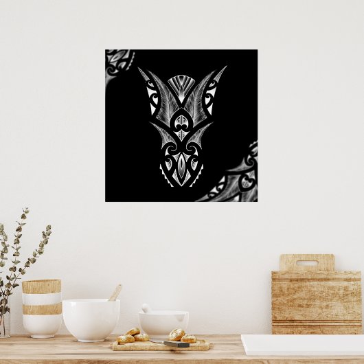 Poster Maori tatouage avec dessin koru (Cuisine)