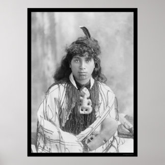 Poster Maori Woman from Rotorua New Zealand 1895