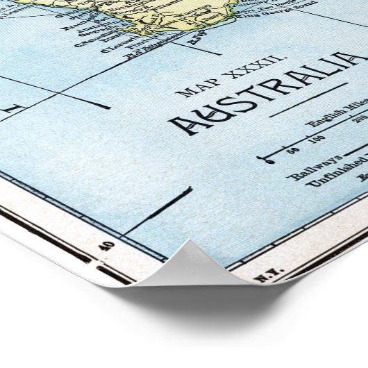 Poster MAP : AUSTRALIE, c1890 (Coin)