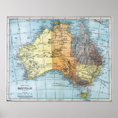 Poster MAP : AUSTRALIE, c1890 (Devant)