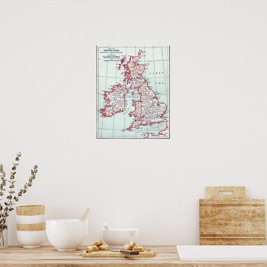 Poster MAP : BRITISH ISLES, c1890 (Cuisine)