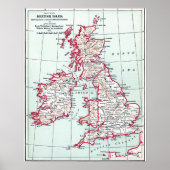 Poster MAP : BRITISH ISLES, c1890 (Devant)