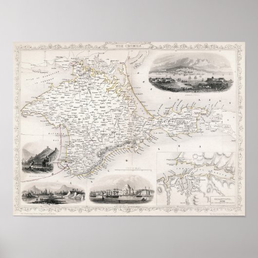 Poster MAP : CRIMEA, c1855 (Devant)