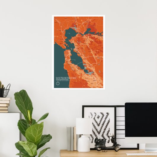 Poster Map de San Francisco Bay (Bureau à domicile)