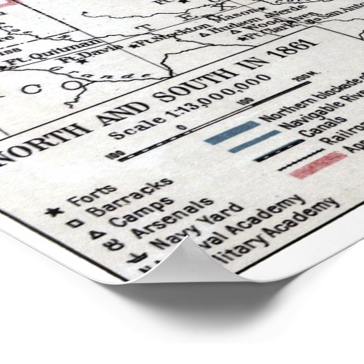 POSTER MAP : GUERRE CIVILE, 1861 (Coin)