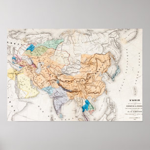 Poster Map of Asia   Time of Kubilai Khan