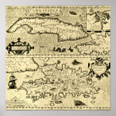 Poster Map of Cuba and Hispaniola (Devant)