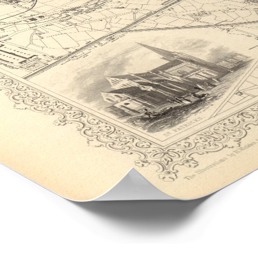 Poster Map of Dublin, Irlande (Coin)