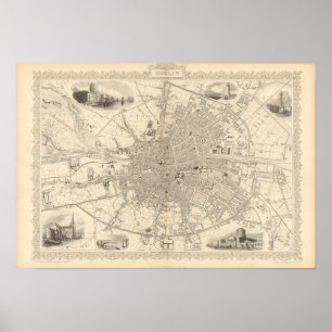 Poster Map of Dublin, Irlande