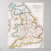 Poster Map of England Britannia Antiqua (Devant)
