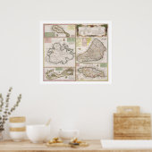 Poster Map of English Disparition in the Caribbean, pub. (Cuisine)