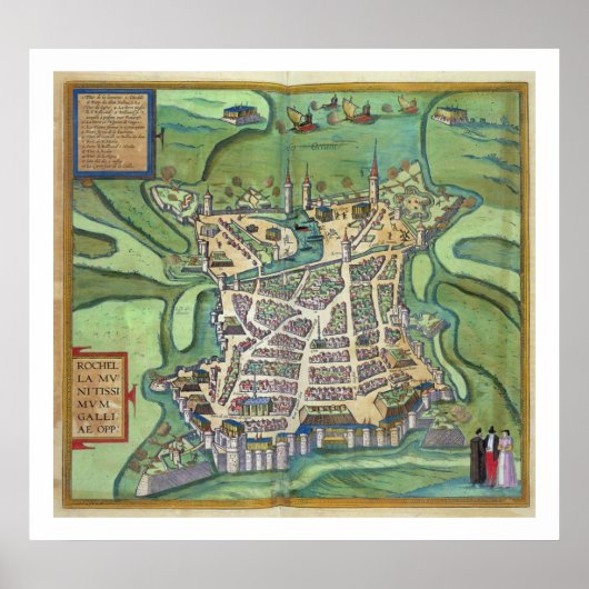 Poster Map of La Rochelle, from 'Civitates Orbis Terrarum (Devant)