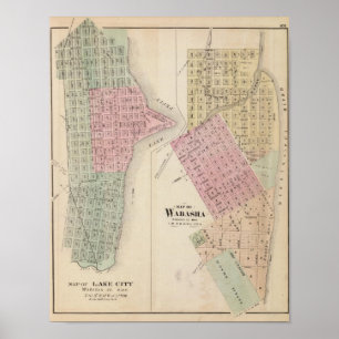 Poster Map of Lake City, and Map of Wabasha, Minnesota