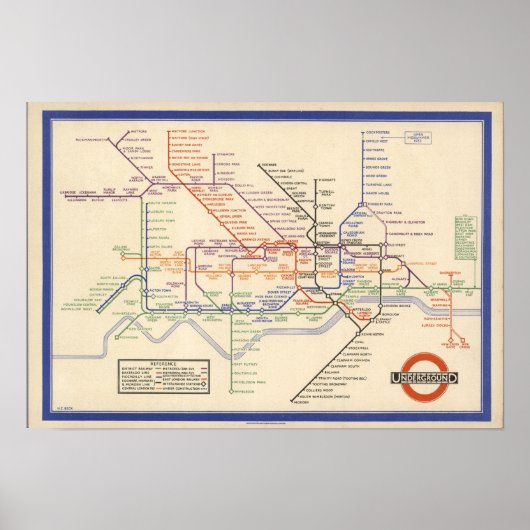 Poster Map of London's Underground Railways (Devant)