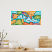Poster Map of Mediterranean Sea (Cuisine)