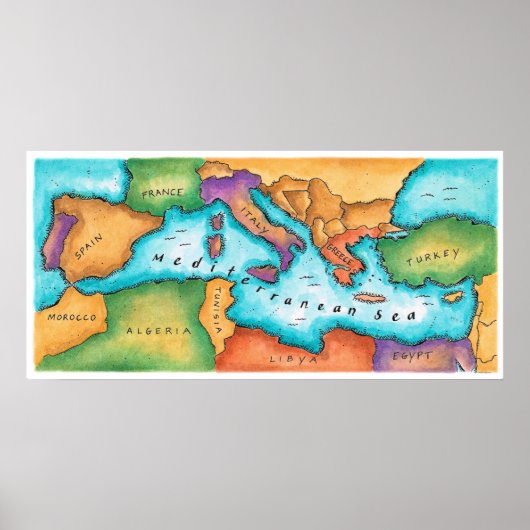 Poster Map of Mediterranean Sea (Devant)