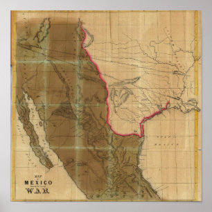 Poster Map of Mexico Showing the Seat of War
