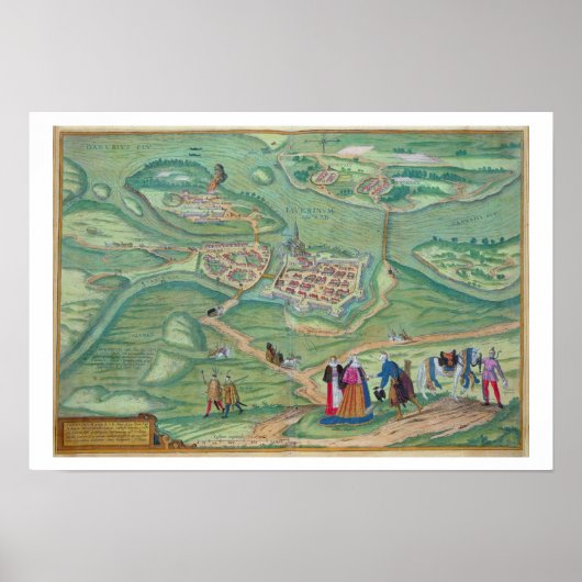 Poster Map of Raab, from 'Civitates Orbis Terrarum' by Ge (Devant)