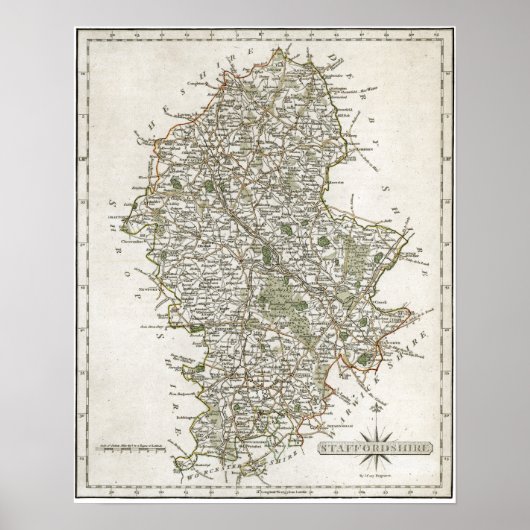POSTER MAP OF STAFFORDSHIRE 1793 (Devant)