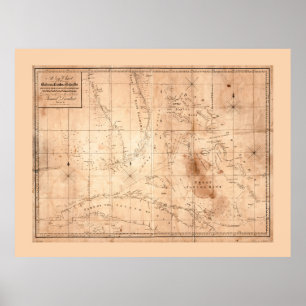Poster Map of the Bahama Banks and Islands (1817)