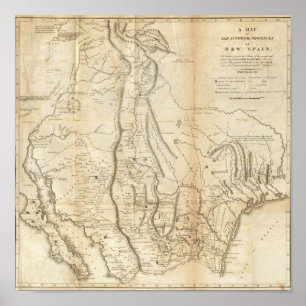 Poster Map of The Internal Provinces of New Spain