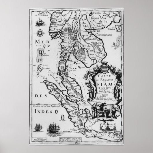 Poster Map of the Kingdom of Siam (Devant)
