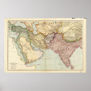 Poster Map of the Middle East and South East Asia (1912)