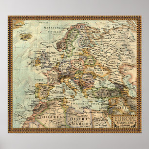 Poster Map of the Stereotypes - Europe