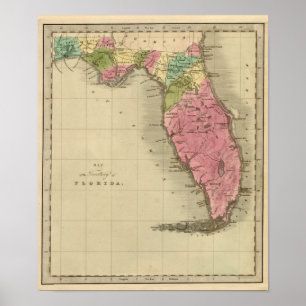 Poster Map of the Territory of Florida 1842