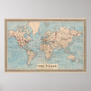 Poster Map of the world on Mercator's projection