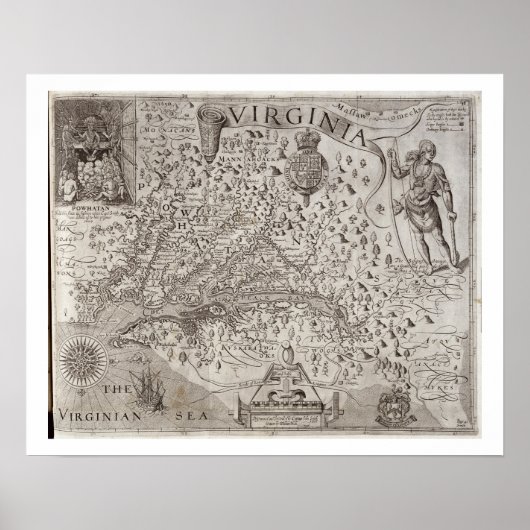 Poster Map of Virginia, discovered and described by Capta (Devant)