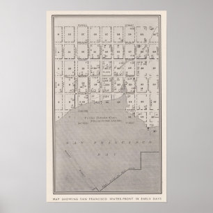 Poster Map showing San Francisco watefront in early days